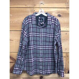 Prana Plaid Flannel Button Down Mens Size XL Long Sleeve Organic Cotton